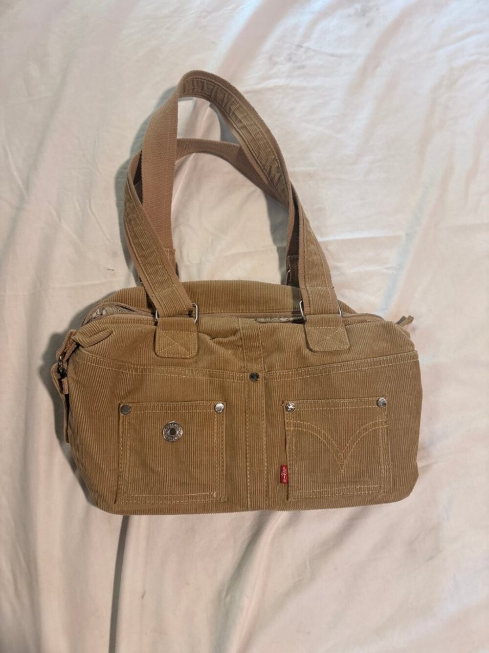 Levi's Corduroy Shoulder Bag Tan Red Tab Y2K 90s Vintage